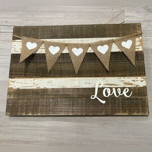 Rustic Love Wall Decor with Heart Bunting